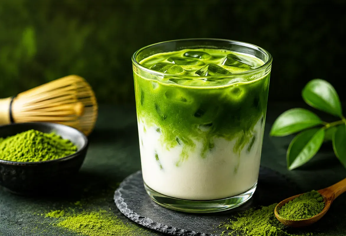 カフェドリンク用グレードの抹茶で作った抹茶ラテ