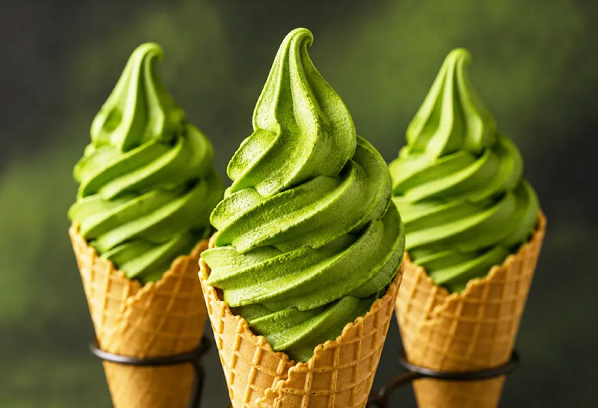 製菓グレードの抹茶を使った抹茶ソフトクリーム